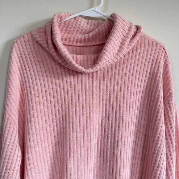 Anthropologie Maeve Cowl Neck Sweater Ribbed Knit Preppy Pink Womens MEDIUM - Picture 4 of 13
